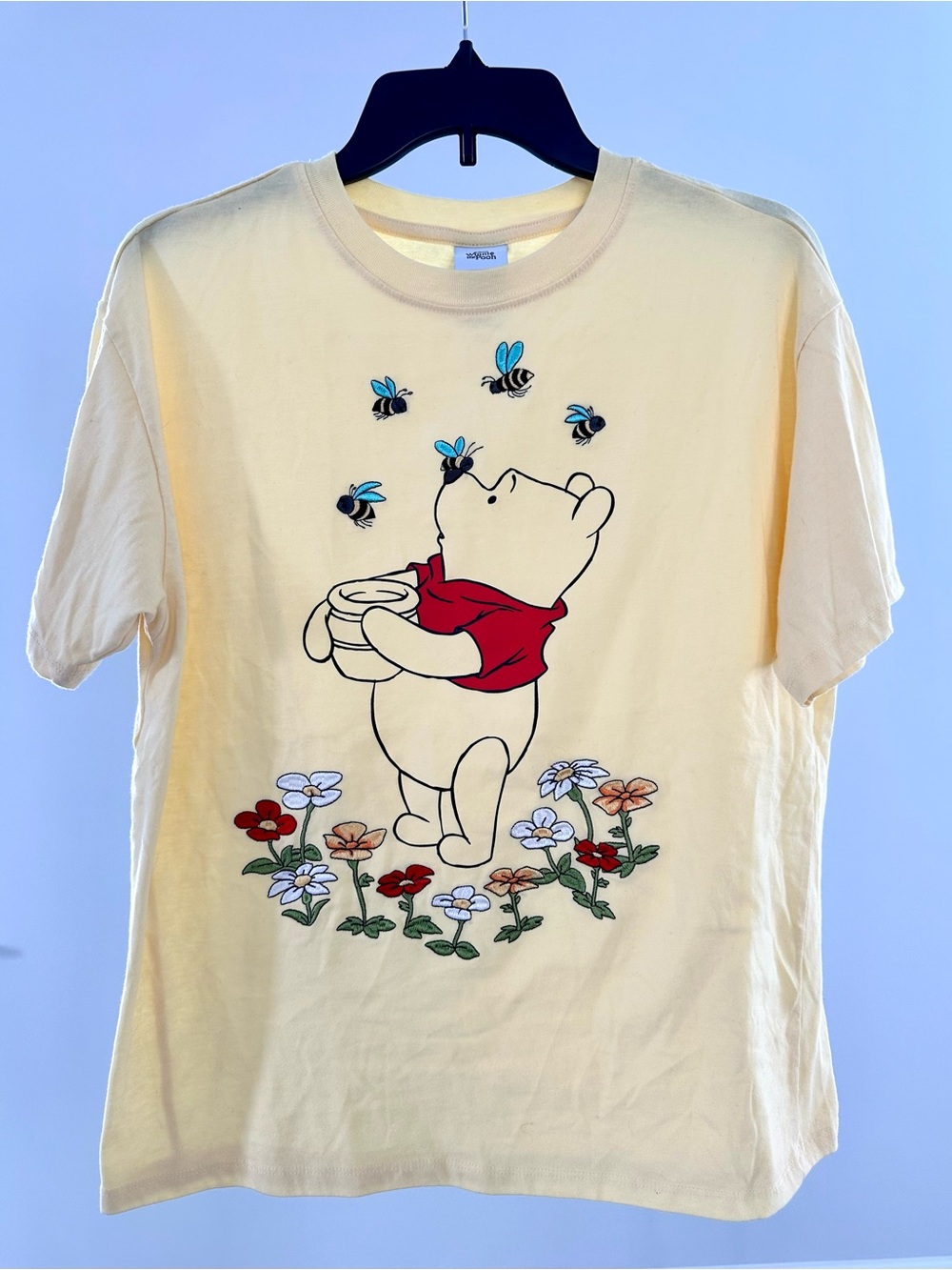 Winnie the Pooh Embroidered Yellow Graphic Tee with Bees